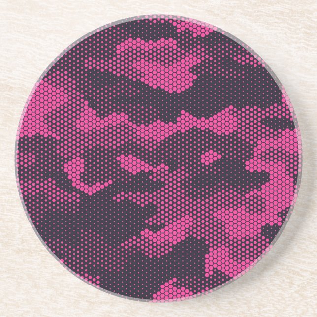 Camouflage hexagonal, military texture background coaster (Front)