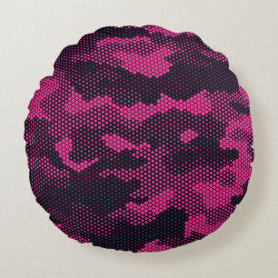 Camouflage hexagonal, military texture background round pillow