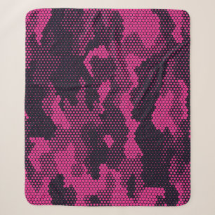 Camouflage hexagonal, military texture background sherpa blanket