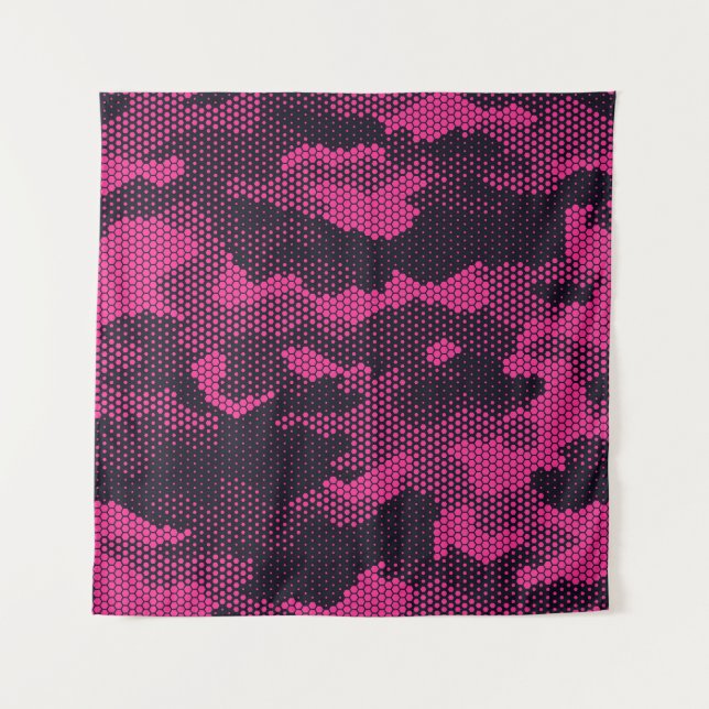 Camouflage hexagonal, military texture background tapestry (Front)