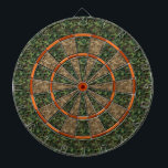 Camouflage Hunter Green Orange Dartboard<br><div class="desc">This hunting themed dartboard has a green and brown camo pattern and alternating shades of orange. This is a great game board for outdoorsmen,  hunters and men with camouflage-themed man caves. See more variations in our store!</div>