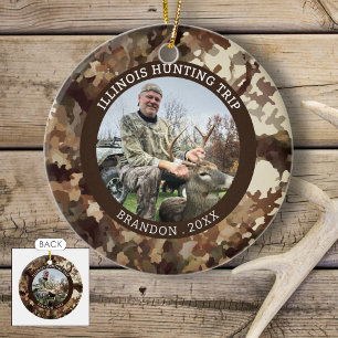 Camouflage Hunter One Photo Personalized Ceramic Ornament