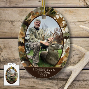 Camouflage Hunting One Photo Custom Personalized Ceramic Ornament