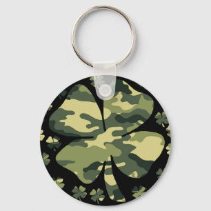 camouflage irish four leaf clover keychain