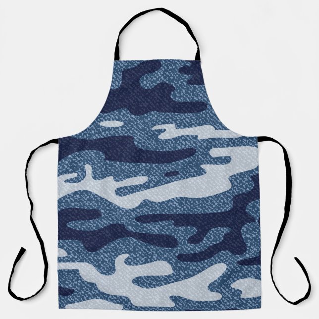 Camouflage Jeans Background. Vintage Spotted Denim Apron (Front)