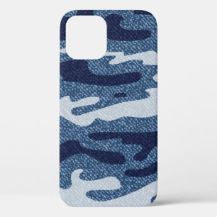 Camouflage Jeans Background. Vintage Spotted Denim iPhone 12 Case