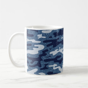 Camouflage Jeans Background. Vintage Spotted Denim Coffee Mug