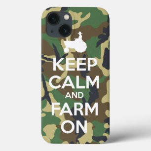 Camouflage Keep Calm and Farm On iPhone 13 Case