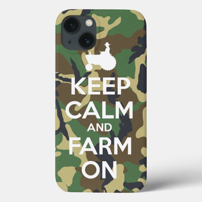 Camouflage Keep Calm and Farm On Case-Mate iPhone Case (Back)
