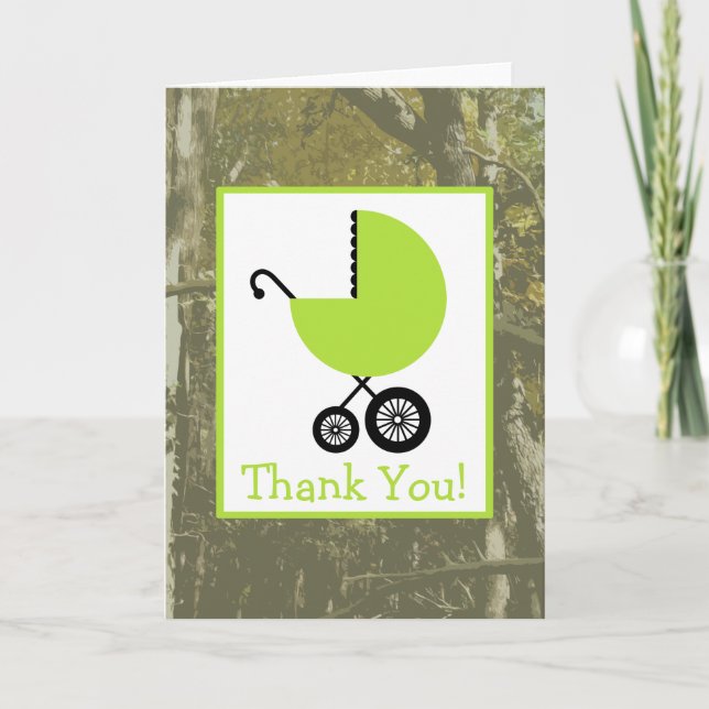 Camouflage & Merci de transport vert Baby shower (Devant)