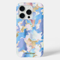 Camouflage Metallic Pink Blue Gold Abstract