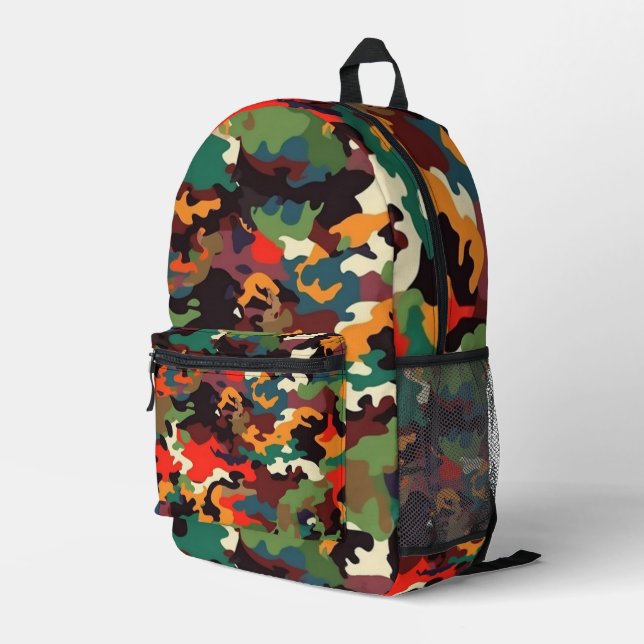 Camouflage Military pattern colorful Printed Backpack (Back Corner Right)