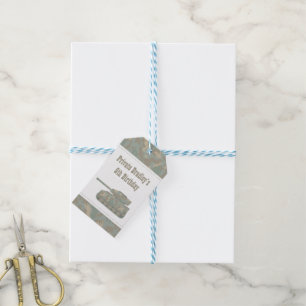 Camouflage Military Print Tank Army Birthday Party Gift Tags