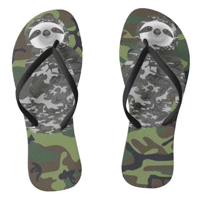 Camouflage Military Sloth Flip Flops (Footbed)