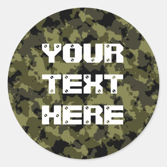 Camouflage military style classic round sticker (Front)
