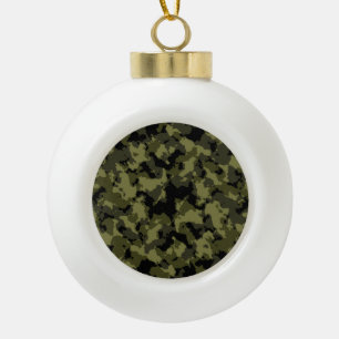Camouflage military style pattern ceramic ball christmas ornament