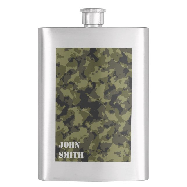 Camouflage military style pattern hip flask (Front)