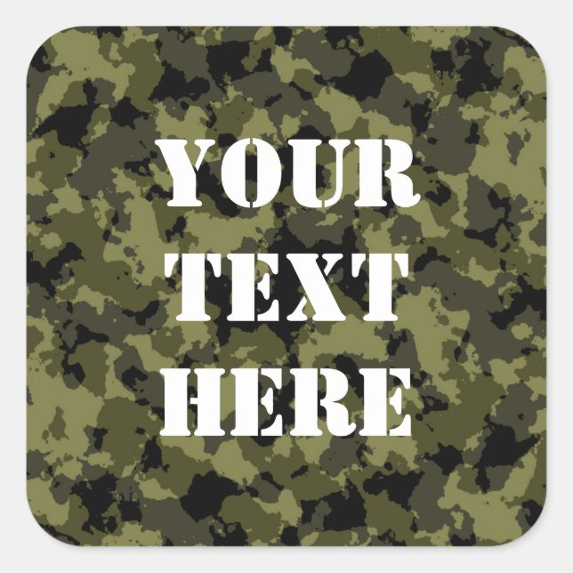 Camouflage military style pattern square sticker (Front)