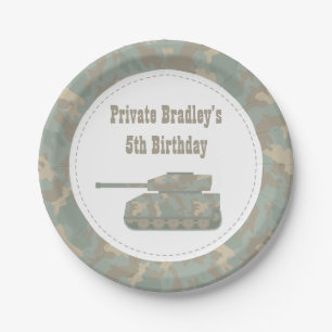 Camouflage Military Tank Army Birthday Party Paper Plate