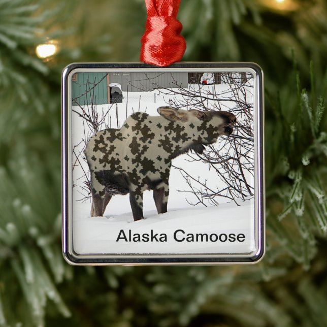 Camouflage Moose (Camoose) Metal Ornament (Tree)