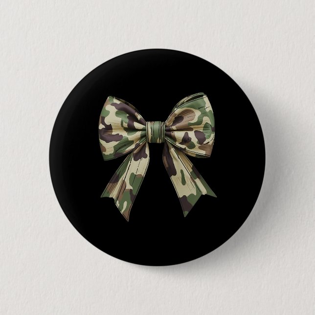 Camouflage Old Camo Bow Camo Coquette Bow Hunting  2 Inch Round Button (Front)