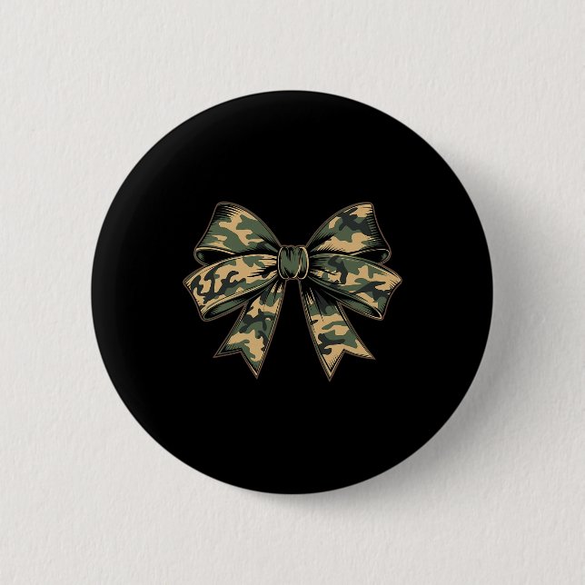 Camouflage Old Camo Bow Camo Coquette Bow Hunting  2 Inch Round Button (Front)