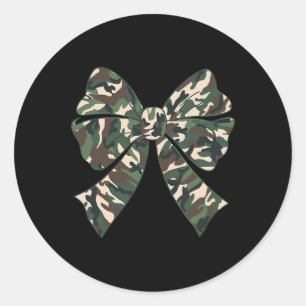 Camouflage Old Camo Bow Camo Coquette Bow Hunting  Classic Round Sticker