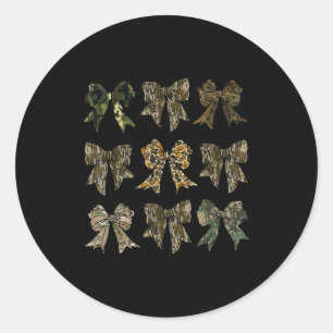 Camouflage Old Camo Bow Camo Coquette Bow Hunting  Classic Round Sticker