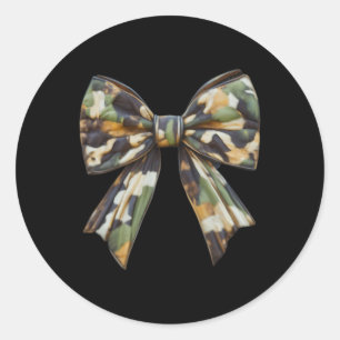 Camouflage Old Camo Bow Camo Coquette Bow Hunting Classic Round Sticker