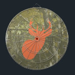 Camouflage & Orange Deer Dart Board<br><div class="desc">A dart board featuring an illustration of an orange deer over a hunting camo inspired background.</div>