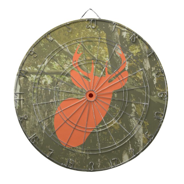 Camouflage & Orange Deer Dart Board (Front)