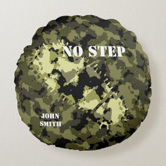 Camouflage Painted Military Style Round Pillow (Front)