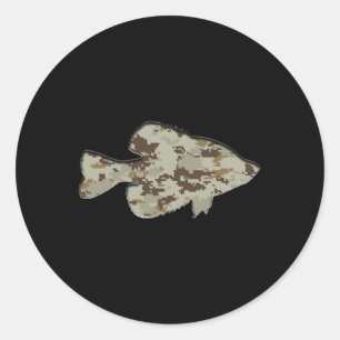 Camouflage Pan Fish Silhouette Digital Camo Crappi Classic Round Sticker