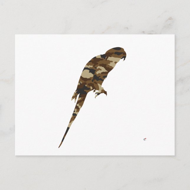 Camouflage Parakeet Silhouette Postcard (Front)