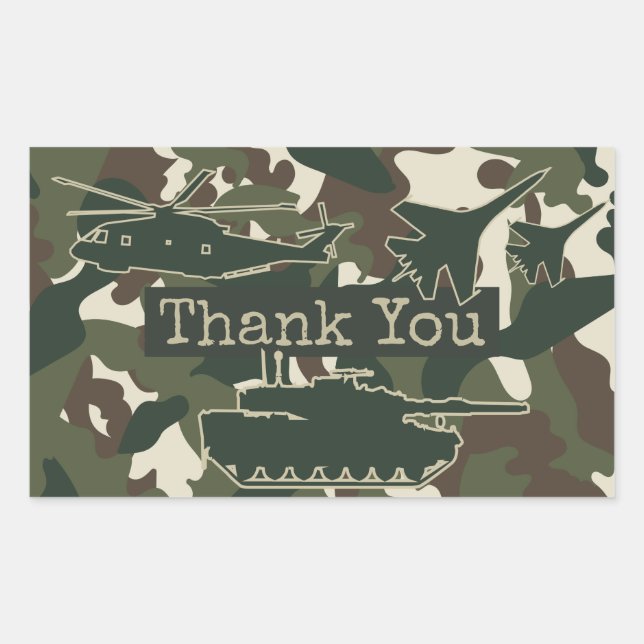 Camouflage Party Favour Thank You Stickers (Front)