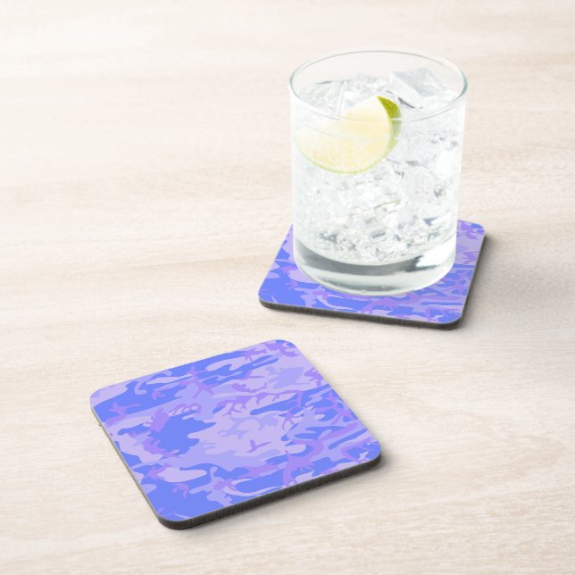 Camouflage Pastel Blue Abstract Pattern Coaster (Right Side)