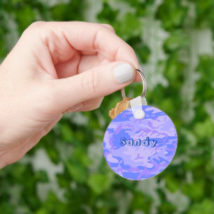 Camouflage Pastel Blue Abstract Pattern Keychain