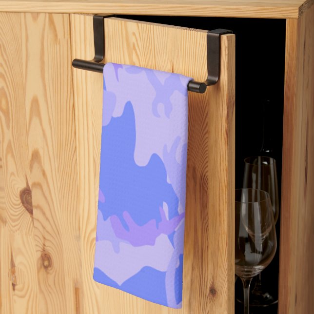 Camouflage Pastel Blue Abstract Pattern Kitchen Towel (Thirds Fold)