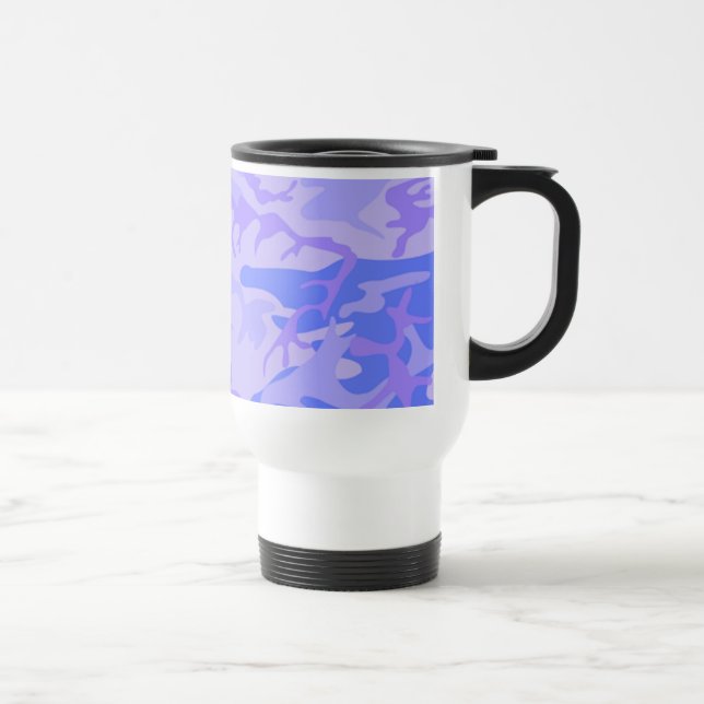 Camouflage Pastel Blue Abstract Pattern Travel Mug (Right)