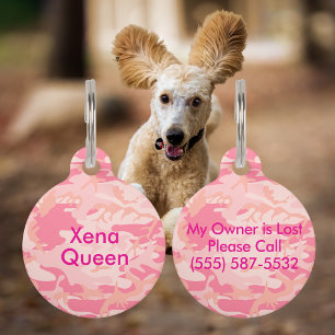 Camouflage Pastel Pink Abstract Pet Name Tag