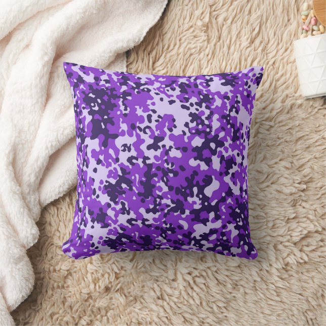 camouflage pattern 6 purple throw pillow (Blanket)