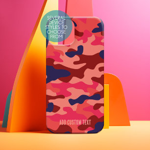 Camouflage Pattern - Blue Coral with Block Text iPhone 14 Case