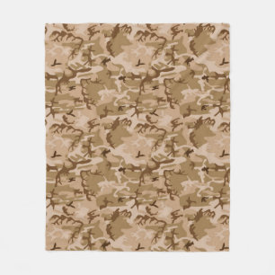 Camouflage Pattern, Desert Tan and Brown  Fleece Blanket