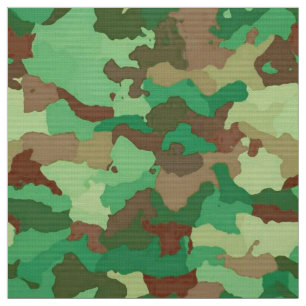 Camouflage Pattern, Green, Brown and Tan  Fabric