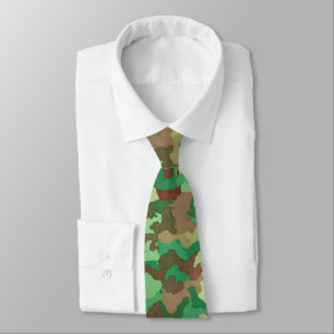 Camouflage Pattern, Green, Brown and Tan Tie