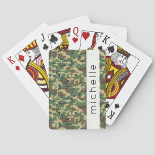 Camouflage Pattern, Military Pattern, Your Name Playing Cards