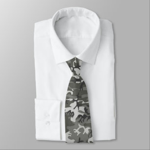 Camouflage Pattern, Shades of Grey with Black  Tie