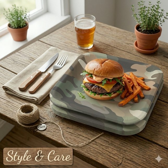 Camouflage Pattern Square Party Plates for Events (Camouflage Pattern Square Party Plates for Events)