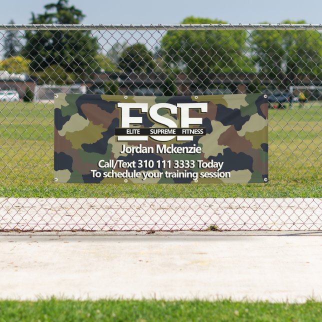 Camouflage Personal Fitness Trainer Monogram Logo  Banner (Insitu)