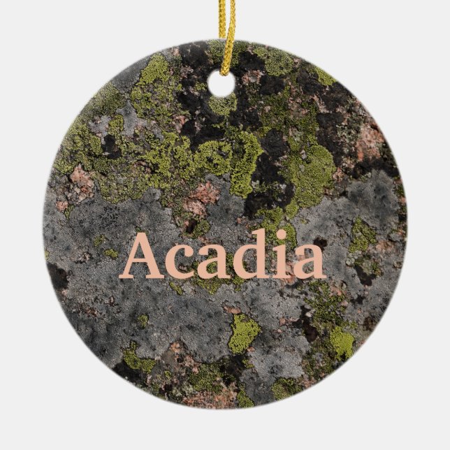 Camouflage Pink.Granite Acadia Maine Christmas Ceramic Ornament (Front)